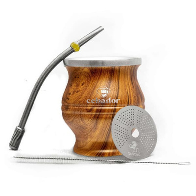 80 x TermoColador - pot with strainer + bombilla - wood colour
