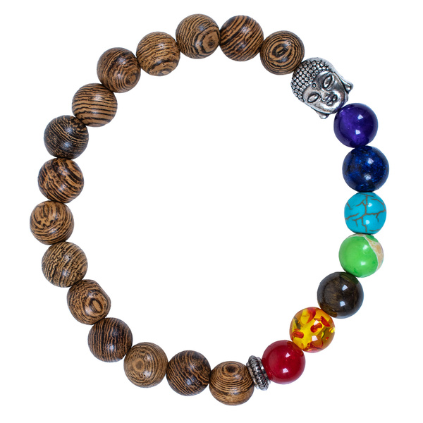 Bracelet "Seven Chakras" – Wenge Wood & Buddha