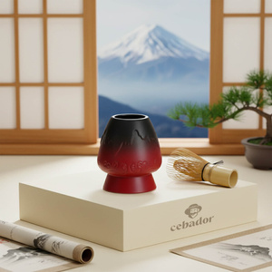 Kusenaoshi – Keramický stojan pod chasen – Mountain (červená)