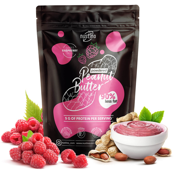 Nustino – Mantequilla de cacahuete en polvo – Raspberry (sin azúcar añadido) 400 g