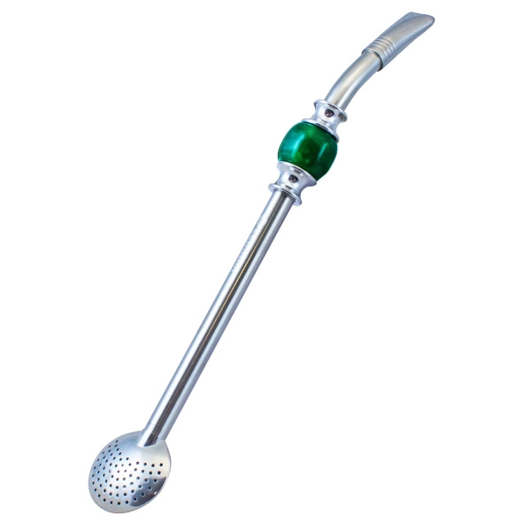 Bombilla Bomba with green stone