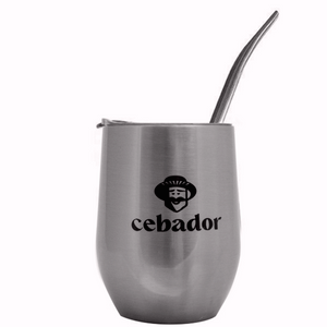 TermoLid – Thermo‑Becher für Mate Tee mit Deckel – Cebador (silberfarben) – 350 ml