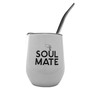 100 x ThermoLid - Mate de acero con tapa - motivo Soul Mate (blanco) - 350 ml