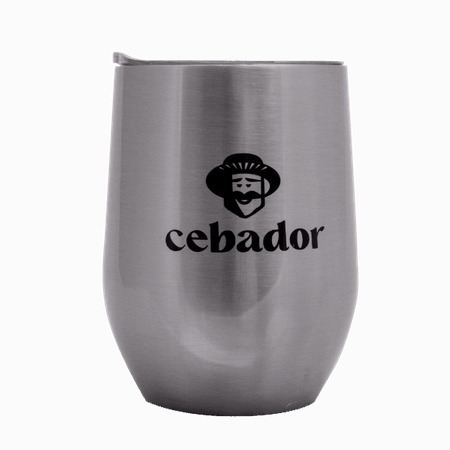 100 x ThermoLid - steel Mate Cup with lid - Cebador motif (silver colour)