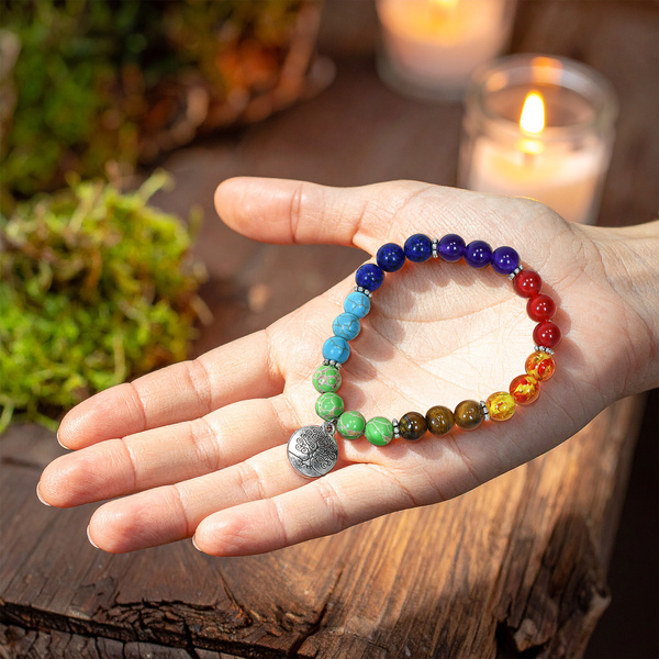 Bracelet "Sept Chakras" – avec l’Arbre de Vie