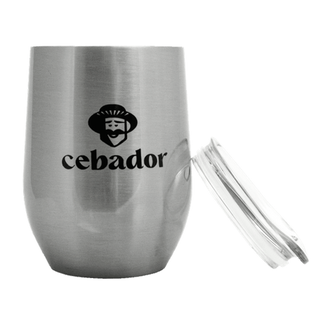 100 x ThermoLid - steel Mate Cup with lid - Cebador motif (silver colour)