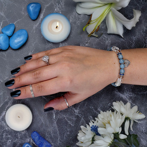 Bracelet en angélite et en cristal de roche – Cœur