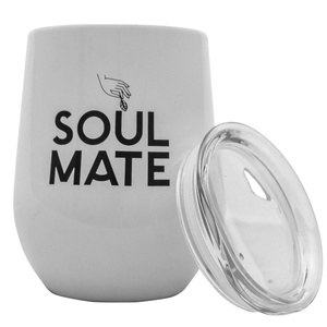 TermoLid – tazza termica per yerba mate con coperchio – Soul Mate (bianco) – 350 ml