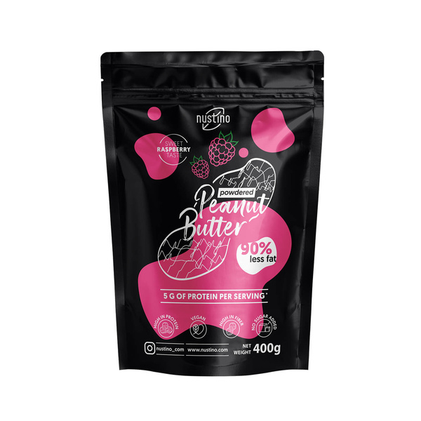 Nustino – Beurre de cacahuète en poudre – Raspberry (sans sucre ajouté) 400 g