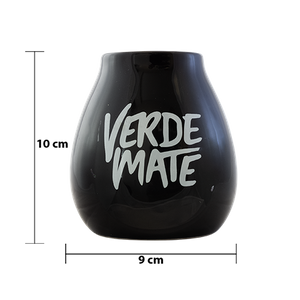 36 x Zucca di mate in ceramica nera con logo Verde Mate - 350 ml