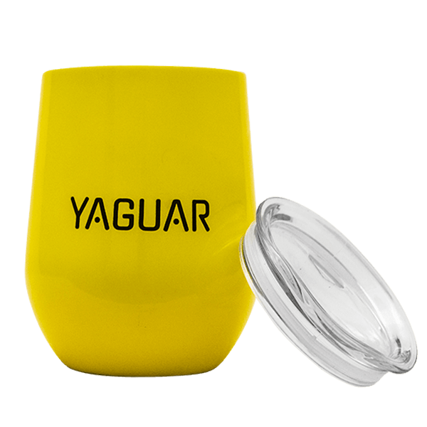 TermoLid – mate térmico para yerba mate con tapa – Yaguar (amarillo) – 350 ml