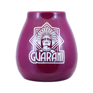 36 x Calabaza de cerámica morada con logotipo guaraní - 350 ml