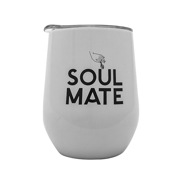 TermoLid – tazza termica per yerba mate con coperchio – Soul Mate (bianco) – 350 ml