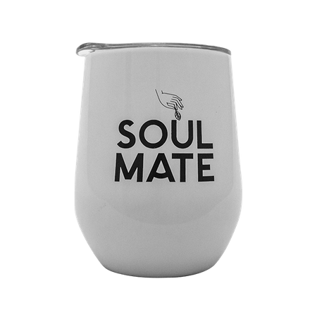 100 x ThermoLid - Mate de acero con tapa - motivo Soul Mate (blanco) - 350 ml