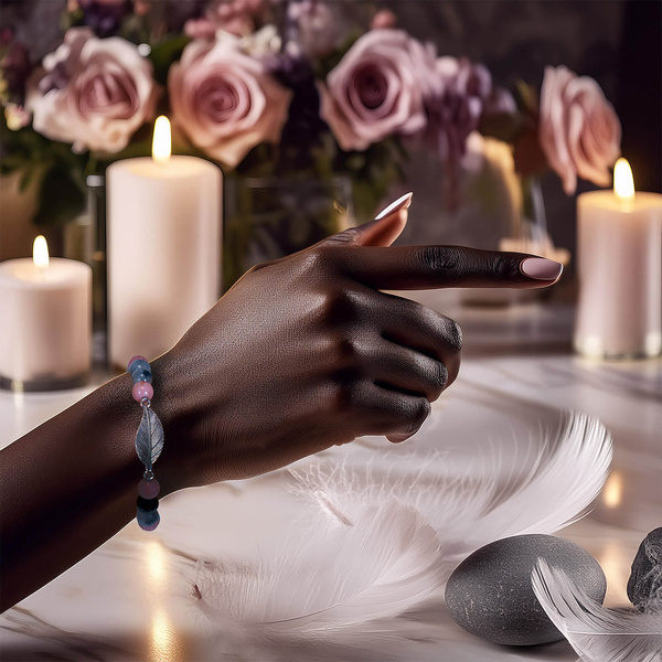 Bracelet Mala avec rhodonite et quartz fumé