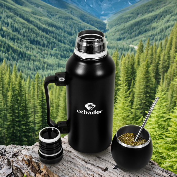24 x YerbaGo – Thermos with Mate Gourd and Bombilla 1.3 L – black