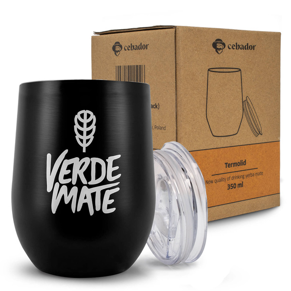 TermoLid – thermal mate cup with a lid – Verde Mate (black) – 350 ml