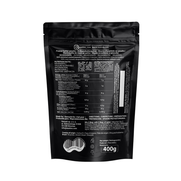 Nustino Pure – mantequilla de maní en polvo – sin aditivos (Pure) 400g