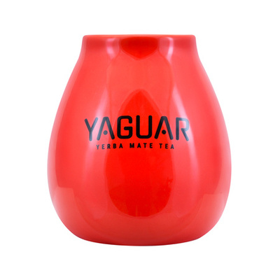 36 x červené keramické kalabasy s logem Yaguar - 350 ml