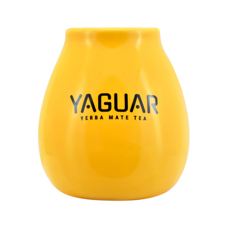 36 x Calebasse en céramique jaune avec logo Yaguar - 350 ml