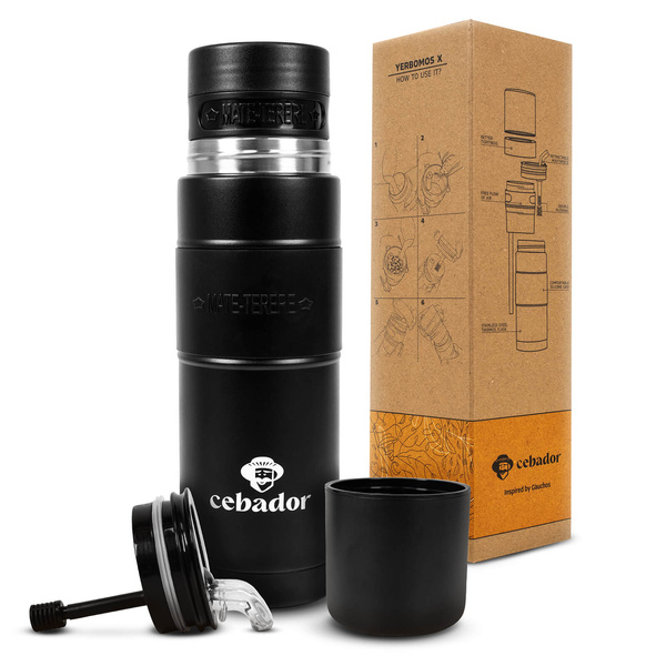 25 x Yerbomos XL ALL IN ONE – 750 ml – Calebasse, thermos et bombilla en un (noir)