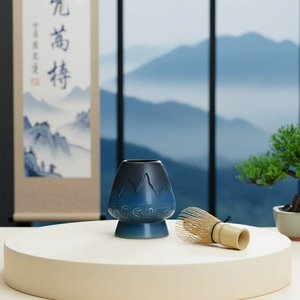 Kusenaoshi – Keramický stojan pod chasen – Mountain (modrá)