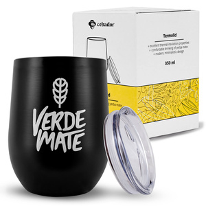 TermoLid – mate térmico para yerba mate con tapa – Verde Mate (negro) – 350 ml