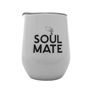 TermoLid – tazza termica per yerba mate con coperchio – Soul Mate (bianco) – 350 ml