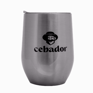 100 x ThermoLid - steel Mate Cup with lid - Cebador motif (silver colour)