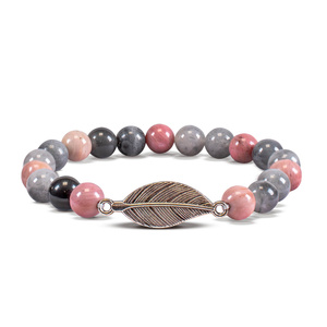 Bracelet Mala avec rhodonite et quartz fumé