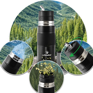 Yerbomos XL ALL IN ONE – 750 ml – Calebasse, thermos et bombilla en un (noir)
