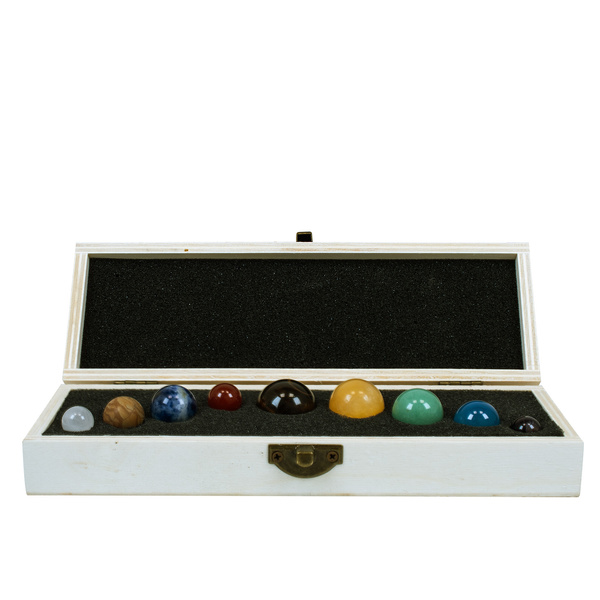 Set of natural stones "The Nine Planets’"– in a wooden box