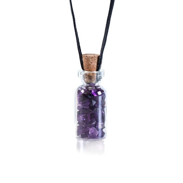 Flasche mit Steinen - Amethyst