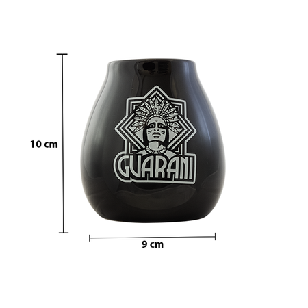 1440 x Calebasse en céramique noire avec logo Guarani - 350 ml