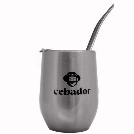 100 x ThermoLid - Stahlbehälter mit Deckel - Motiv Cebador (silberfarben)