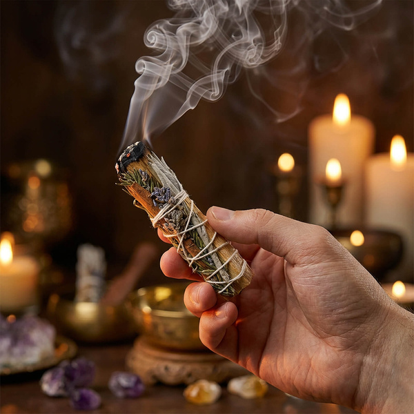 Bílá šalvěj s Palo Santo, rozmarýnem, skořicí a levandulí – Vykuřovadlo 20-30 g (svazek)