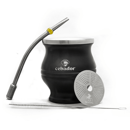 80 x TermoColador - Topf mit Sieb + Bombilla - schwarz