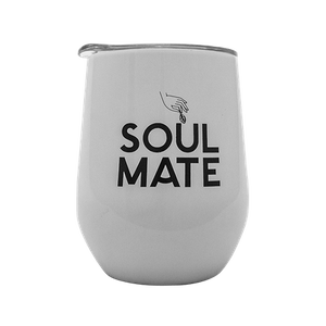 100 x TermoLid – stalowe matero z pokrywką – motyw Soul Mate (biały) – 350 ml