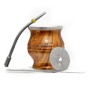 TermoColador - mate cup + strainer + bombilla - wood color