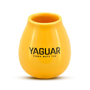 36 x Calebasse en céramique jaune avec logo Yaguar - 350 ml