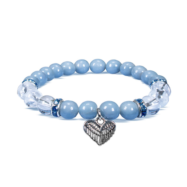 Bracelet en angélite et en cristal de roche – Cœur