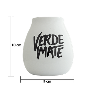 36 x Keramik-Kalebasse weiß mit Verde Mate Logo - 350 ml