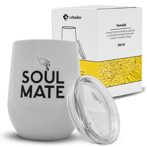 TermoLid – thermal mate cup with a lid – Soul Mate (white) – 350 ml