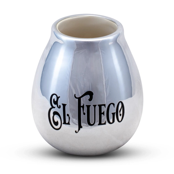 Keramická kalabása s logem El Fuego (stříbrná) 350 ml
