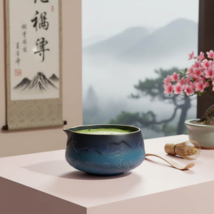 Matchawan – Ciotola Matcha in ceramica con beccuccio – Mountain (blu)