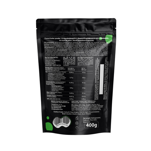 Nustino – Beurre de cacahuète en poudre – Matcha (sans sucre ajouté) 400 g