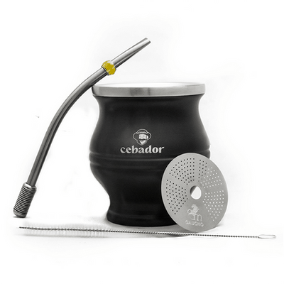 80 x TermoColador - pot with strainer + bombilla - black