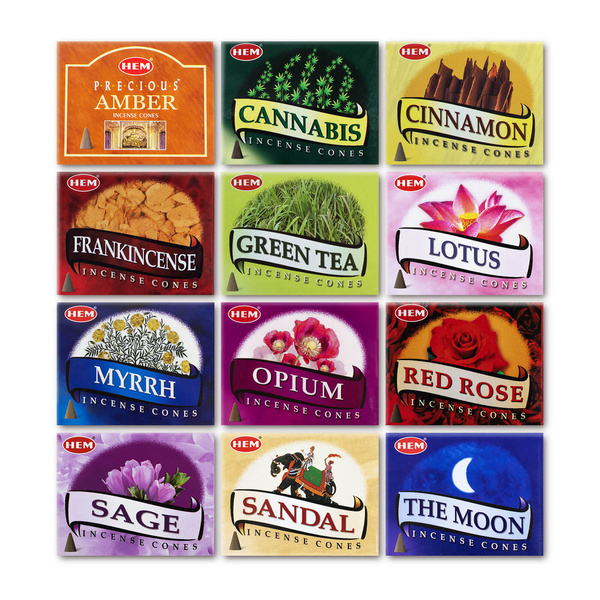 Encens en cônes HEM – assortiment de 12 parfums
